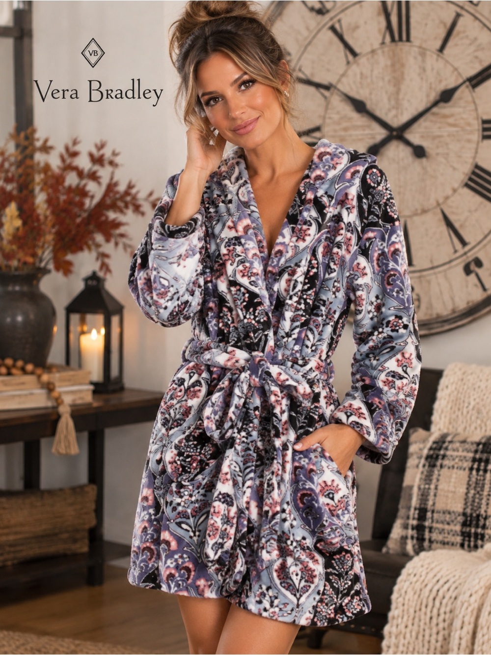 NWT Vera Bradley Multicolor Belted Robe